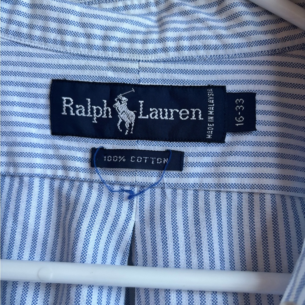 Ralph Lauren 100% cotton light blue and white stripe button down - Picture 3 of 5
